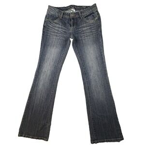 Inked & Faded Women's 4 (31x32) Blue Bootcut Flare Stretch Whiskered Jeans